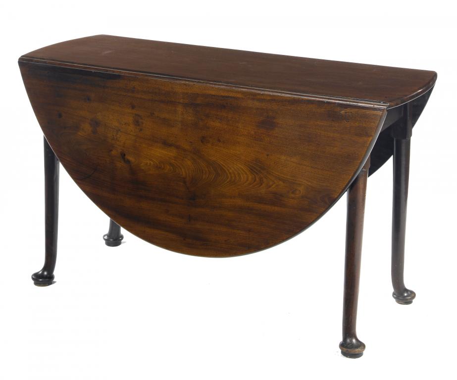 Appraisal: A GEORGE III MAHOGANY DROP-LEAF TABLE the oval top on