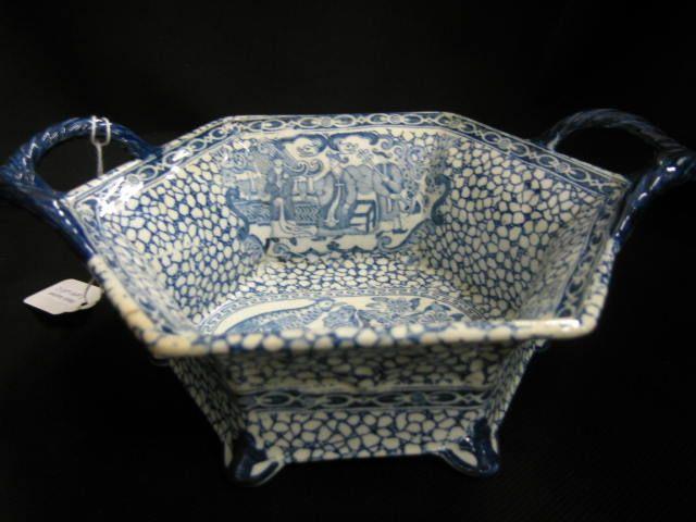 Appraisal: Adams English Ironstone Basket blue transferware Chinese pattern hairline