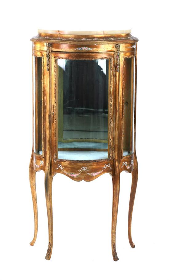 Appraisal: LOUIS XV STYLE PAINTED VITRINE Late th century with gilt