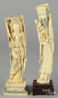 Appraisal: Two Chinese carved ivory figures late th c '' h