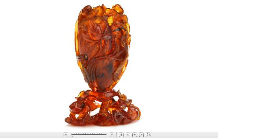 Appraisal: Chinese carved amber vase on stand th century