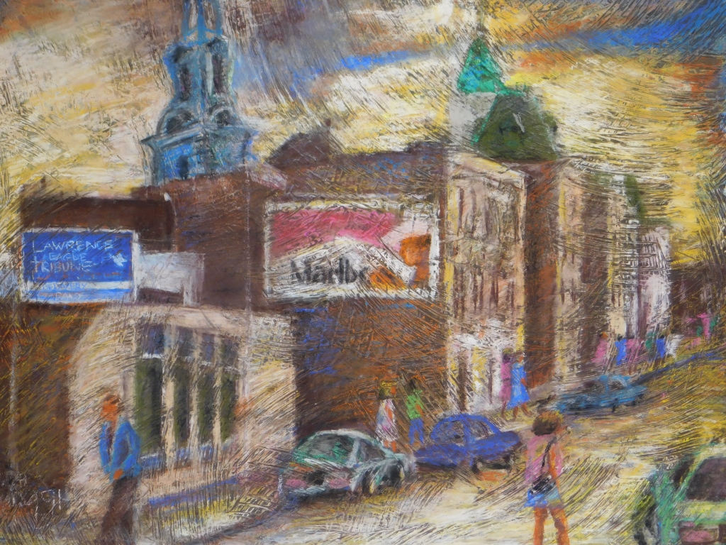 Appraisal: SERGE GRIGGIO NEW ENGLAND TOWN PASTEL DRAWING France b Depicts