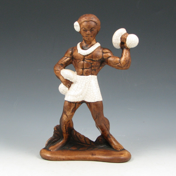 Appraisal: Treasure Craft Hawaiian figural male lifting weights Marked Hawaii There