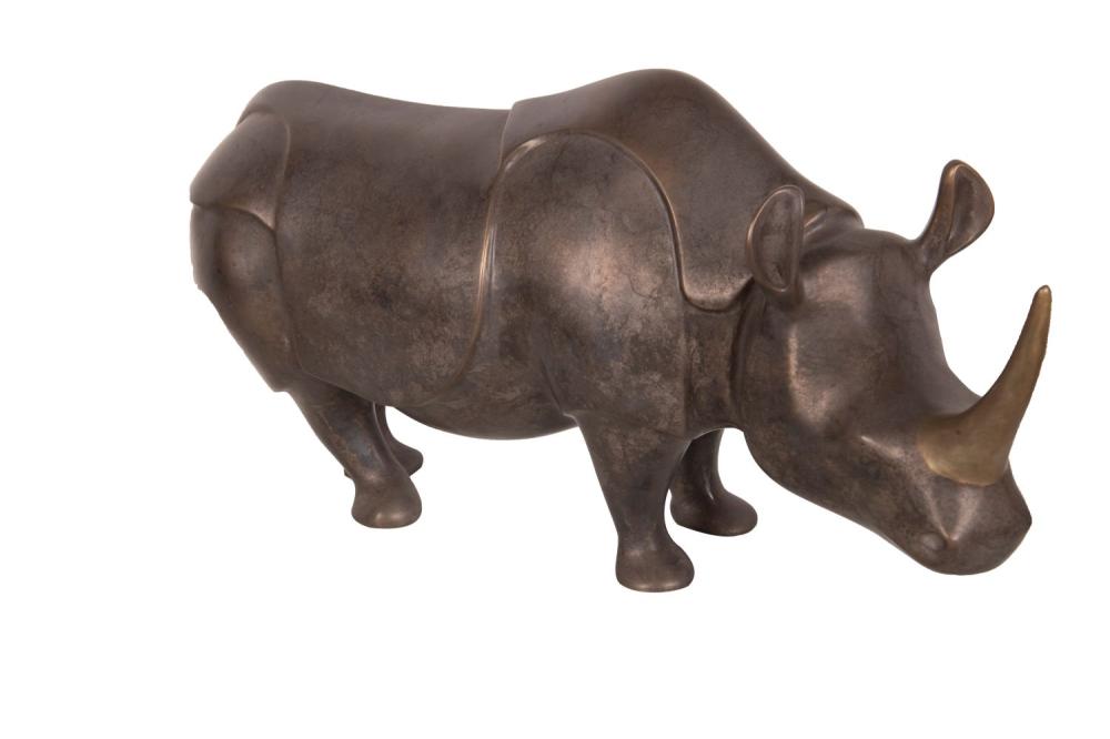 Appraisal: LOET VANDERVEEN RHINO bronze inscribed and numbered The lot is