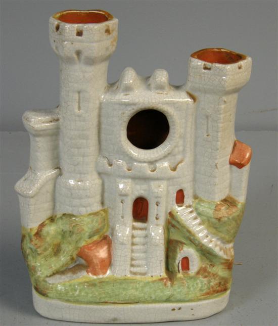 Appraisal: Victorian Staffordshire pottery watch-stand in the form of a castle