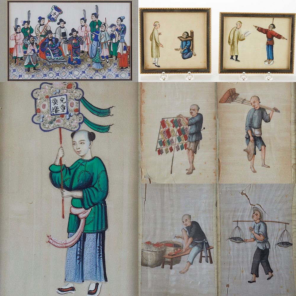 Appraisal: Group of Chinese Pith Paper Paintings A lovely group of