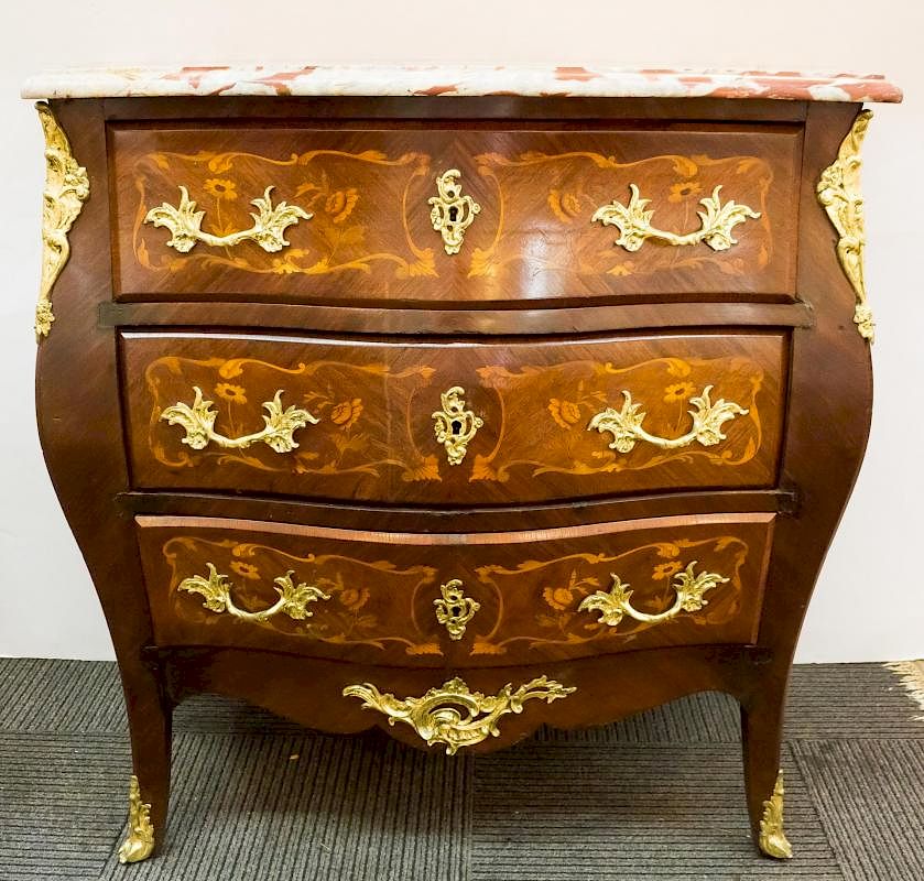 Appraisal: French Louis XVI-Manner Wood Marble Commode French Louis XVI-manner fruitwood