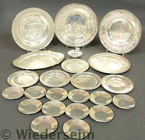 Appraisal: Group of sterling silver tableware to include an oblong tray