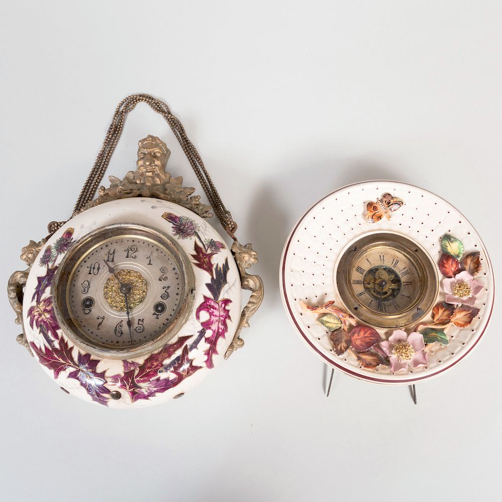 Appraisal: Two D F Haynes Co Chesapeake Pottery 'Avalon' Clocks White