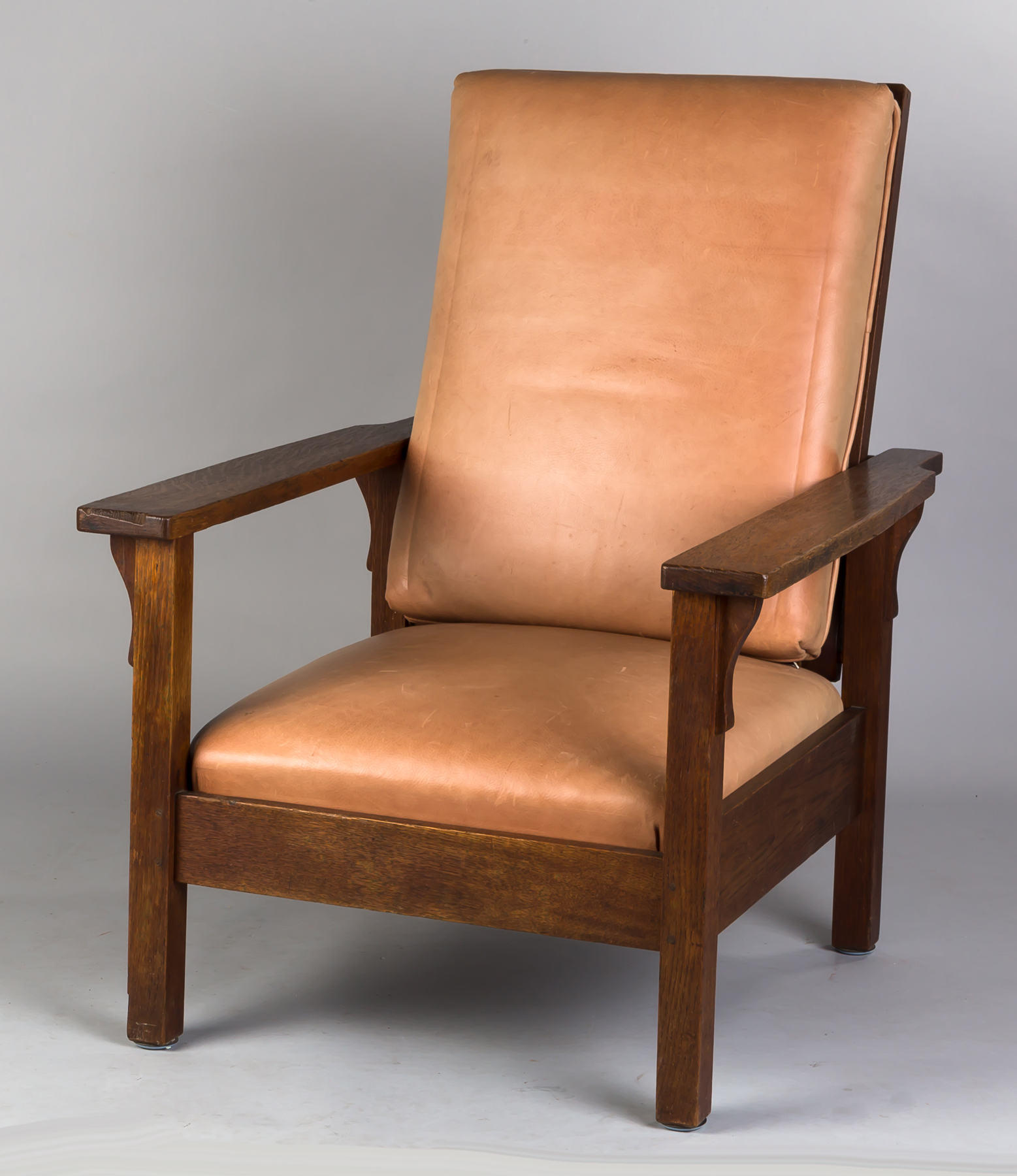 Appraisal: Signed Gustav Stickley Morris Chair Early th century Quarter-sawn oak