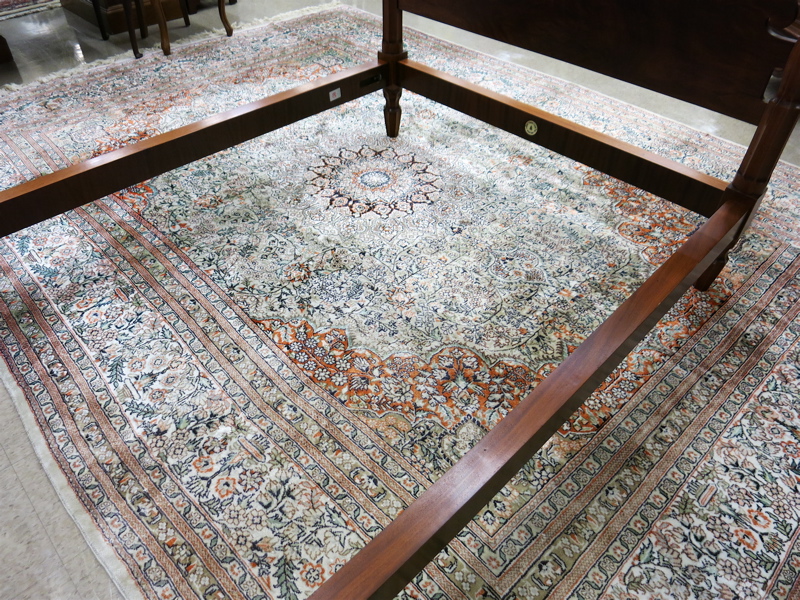 Appraisal: HAND KNOTTED ORIENTAL FAUX SILK CARPET Indo-Persian floral and central