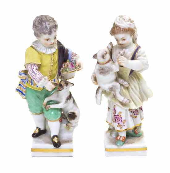 Appraisal: A Pair of Meissen Porcelain Figures comprising a girl and