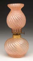 Appraisal: OVERSHOT RIBBED SWIRL MINI LAMP H - similar Pink overshot