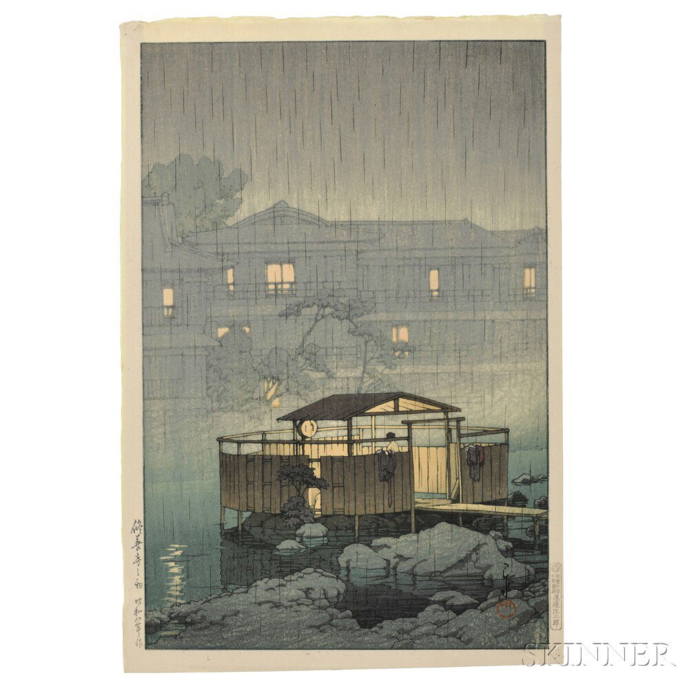 Appraisal: Kawase Hasui - Rain at Shuzenji Hotsprings Japan September color