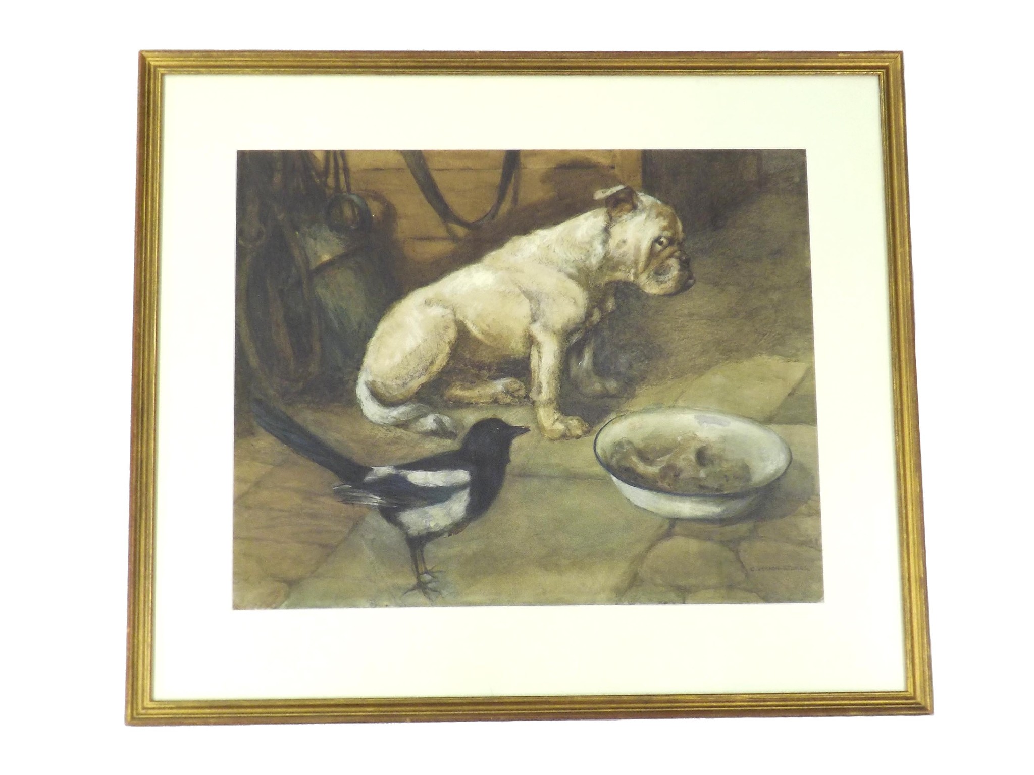 Appraisal: George Vernon Stokes - - Terrier watching a Magpie with