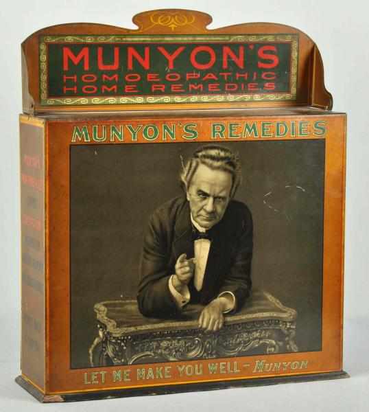 Appraisal: Tin Munyon's Remedies Cabinet Description Fantastic image of Mr Munyon