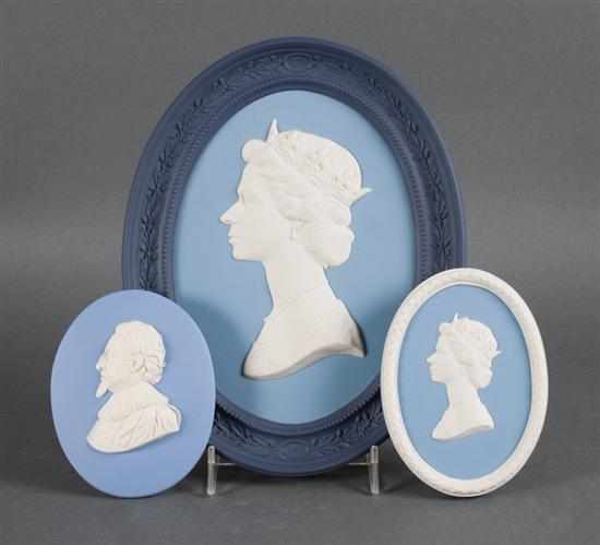 Appraisal: Two Wedgwood jasperware portrait plaques of Queen Elizabeth II and