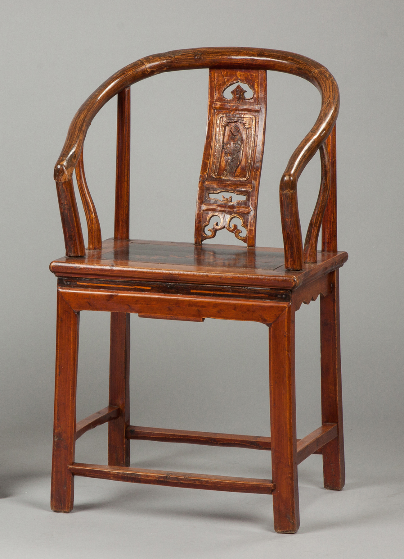 Appraisal: Chinese Carved Lacquered Arm Chair Late th early th cent