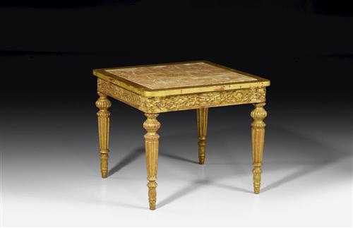 Appraisal: SMALL CARVED GILTWOOD SALON TABLE Louis XVI style France circa