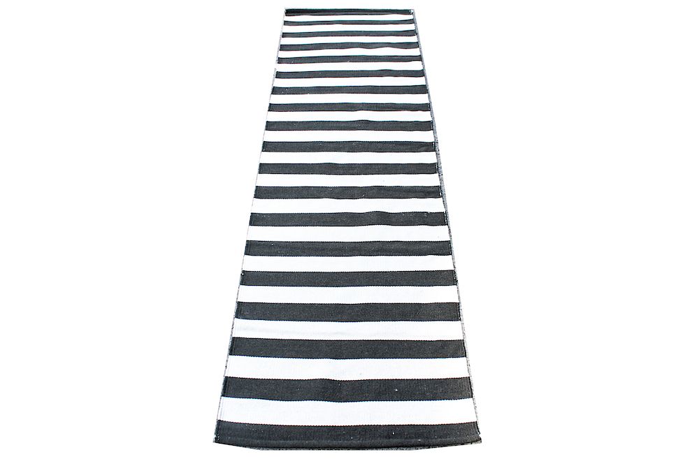 Appraisal: Dhurrie Striped Carpet Runner ' x ' Dwell Studios handwoven