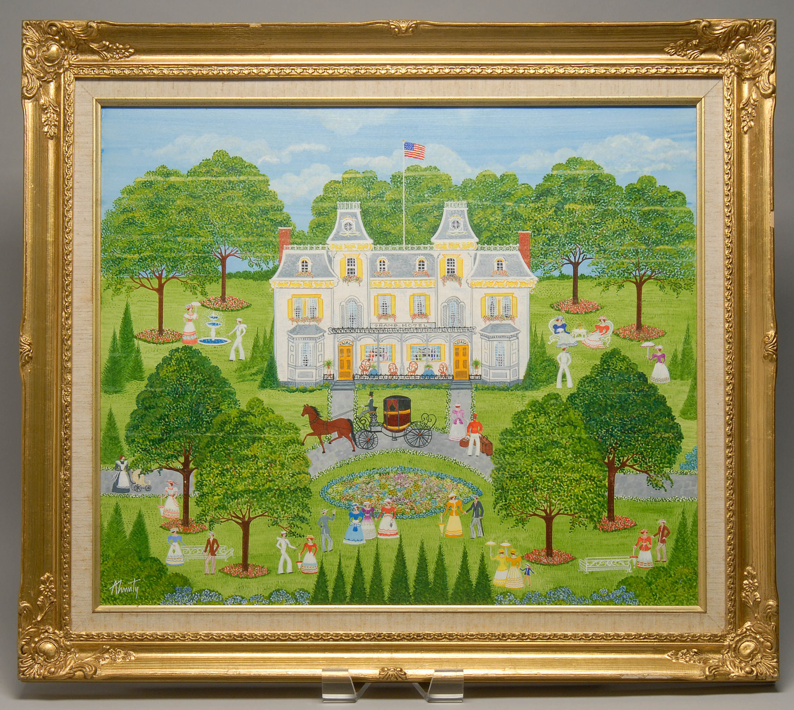 Appraisal: FRAMED PAINTING RAYNOR AHMUTY American b Grand Hotel Signed lower