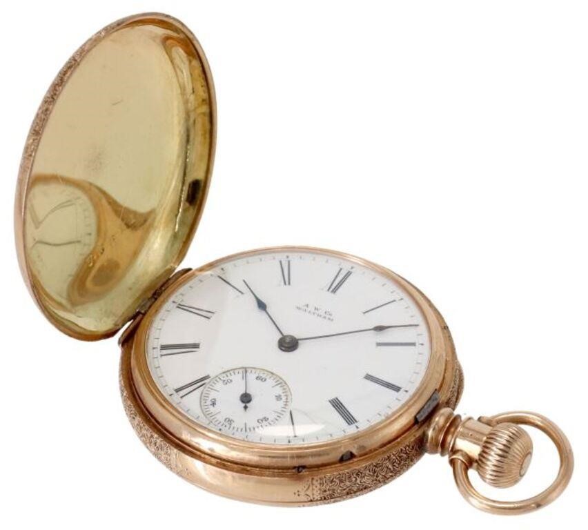 Appraisal: Fancy hunter cased Waltham pocket watch Royal Model mfg Roman