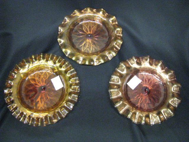 Appraisal: Victorian Amberina Art Glass Dishes threaded decor