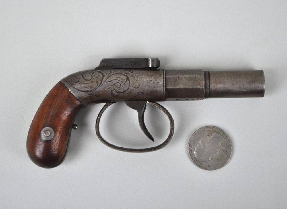 Appraisal: Allens Patent Derringer Pistol with engraved design on the frame