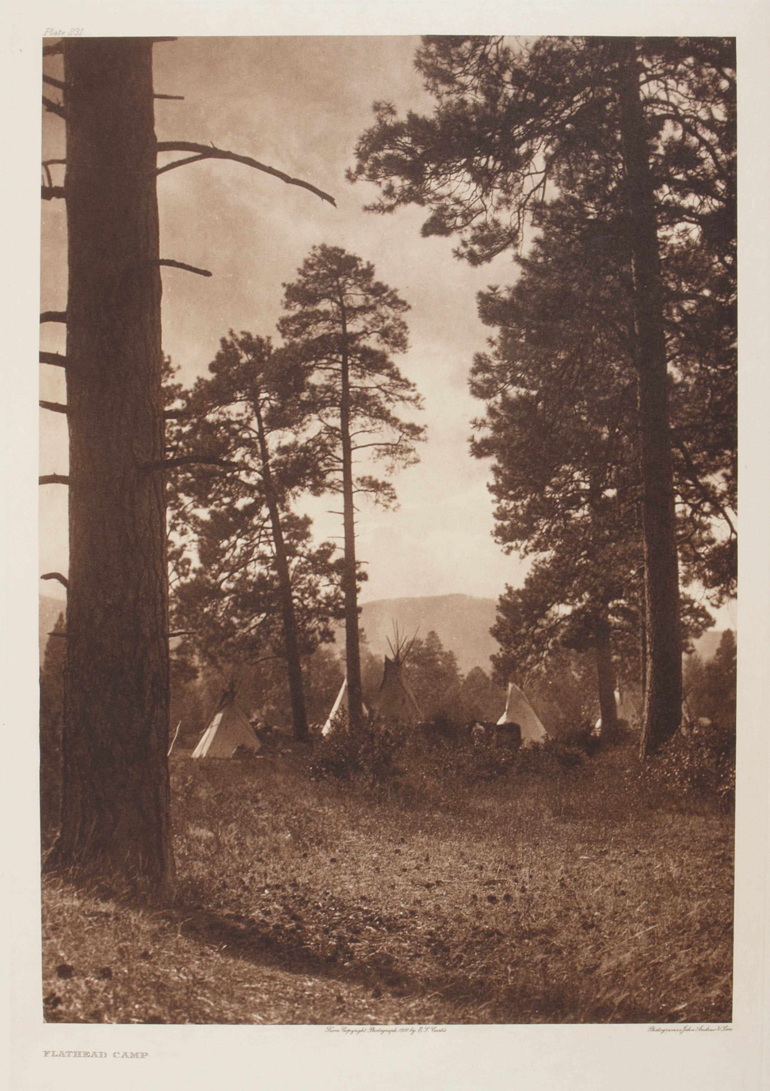 Appraisal: Edward S Curtis American - Flathead Camp Large-format photogravure printed