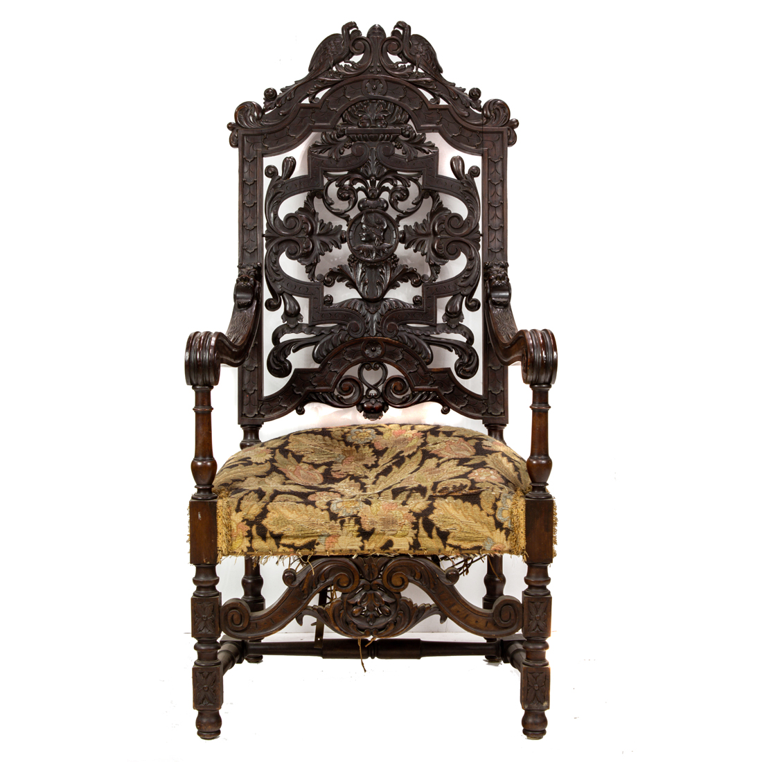 Appraisal: A BAROQUE STYLE REIN BACK CHAIR A Baroque style rein