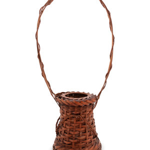 Appraisal: A Japanese Bamboo Flower Arranging Basket TH CENTURY of cylindrical