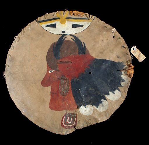 Appraisal: Paiute Polychrome Painted Warrior's Shield th C This is a