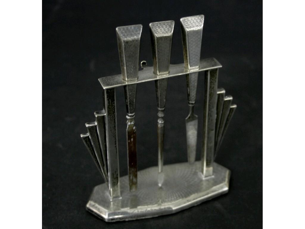 Appraisal: Art Deco silver grooming companion set comprising of three manicure