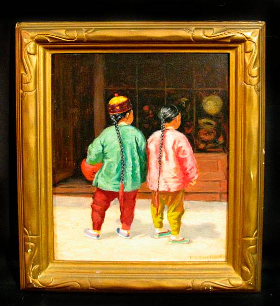 Appraisal: Robert Dudley Fullonton American - Two Figures Window Shopping signed