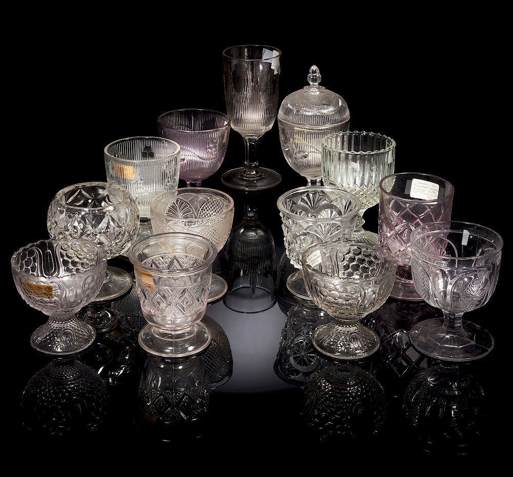 Appraisal: Assorted Glass Table Items Assorted pressed glass table items comprising