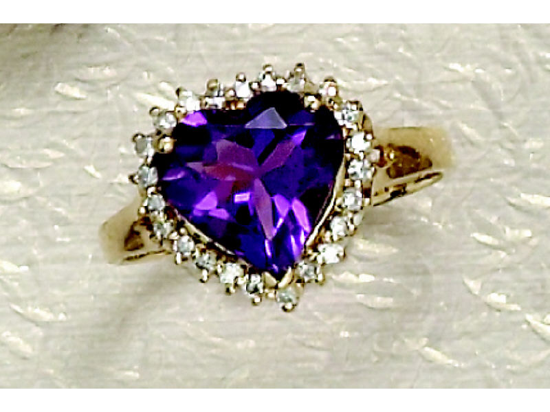 Appraisal: AMETHYST AND DIAMOND RING k gold purple amethyst in the