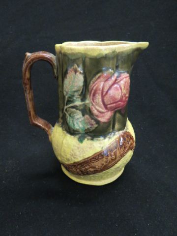 Appraisal: Majolica Pottery Milk Pitcher rose decor