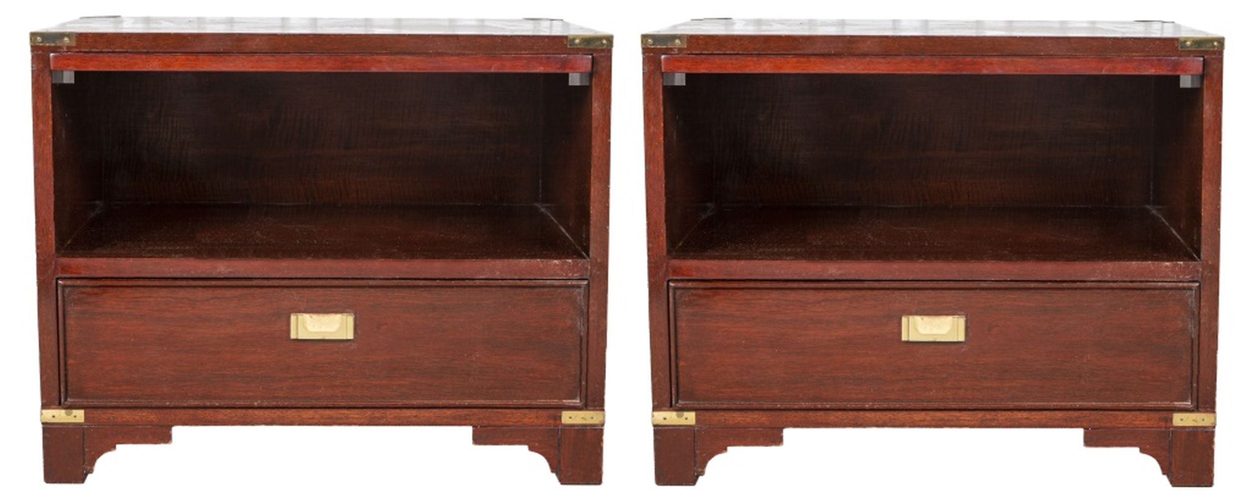 Appraisal: EMPIRE STYLE MAHOGANY CAMPAIGN SIDE TABLES PR Pair of Empire