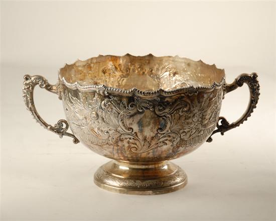 Appraisal: A L th E th C English Silverplate Punch Bowl