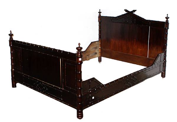 Appraisal: A faux bamboo bed height in length in width in