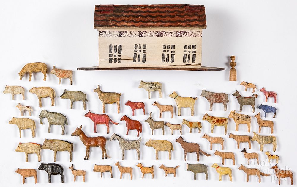 Appraisal: German painted Noah's Ark with animals German painted Noah's Ark