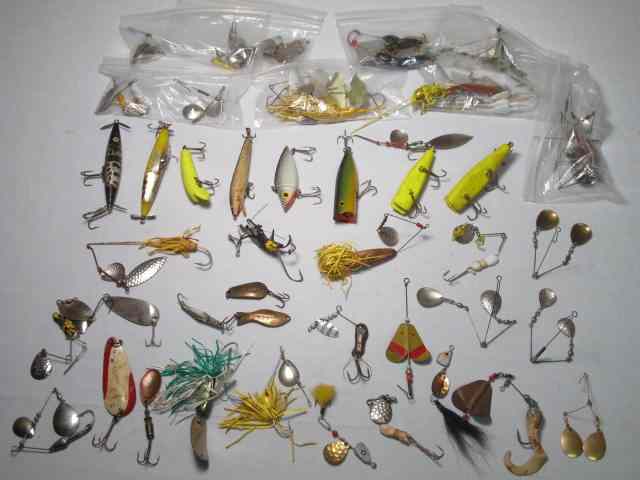 Appraisal: Large lot of fishing lures Some vintage Includes lures fake