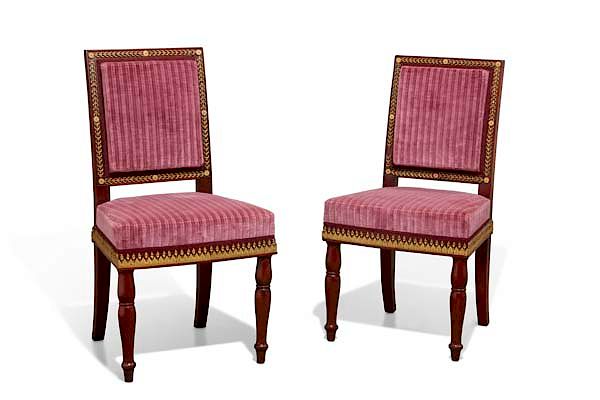 Appraisal: Empire bronze mounted mahogany chaises Jacob A matched pair of