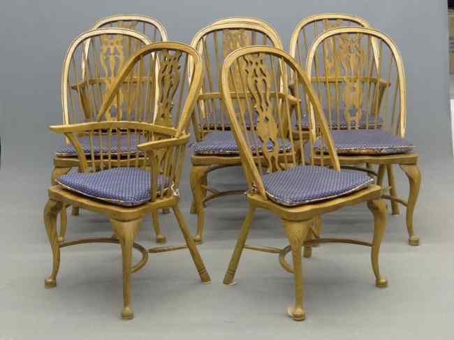 Appraisal: Set of with arms Windsor chairs '' Seat Ht ''