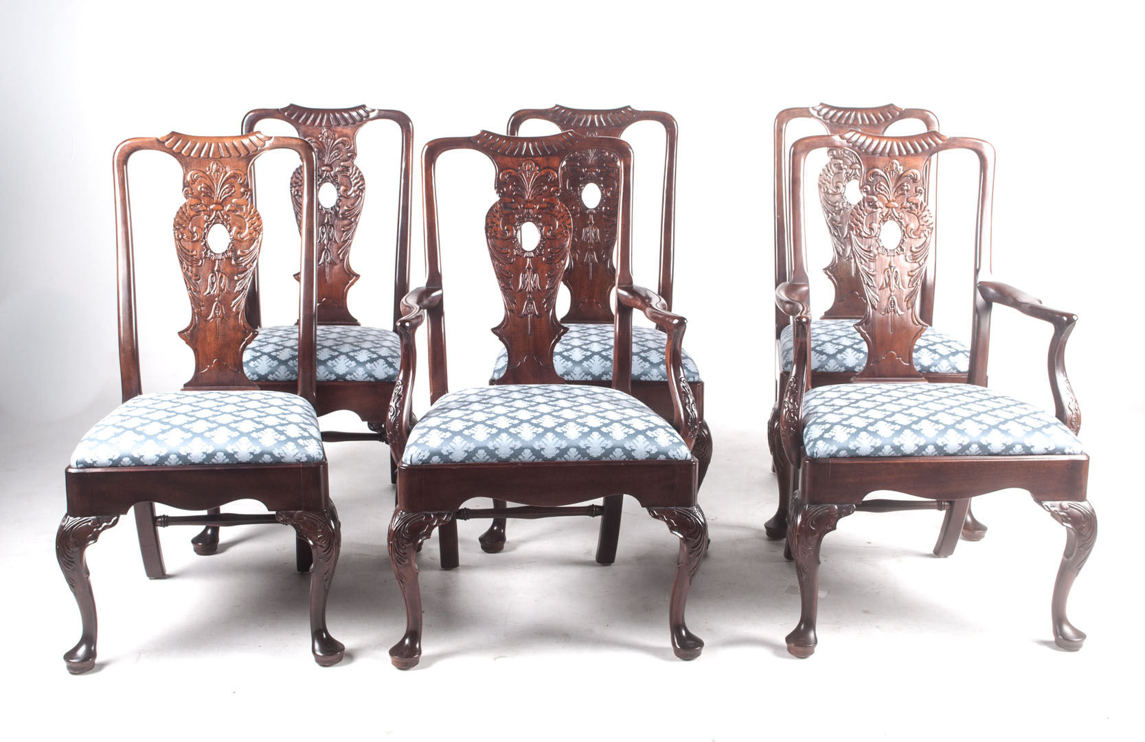 Appraisal: Six Henredon Queen Anne style dining chairs th century pagoda