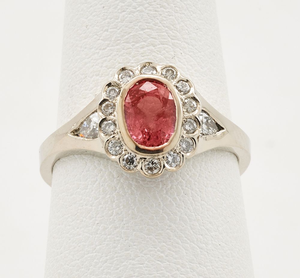 Appraisal: k White gold padparadscha sapphire diamond ballerina ring k White