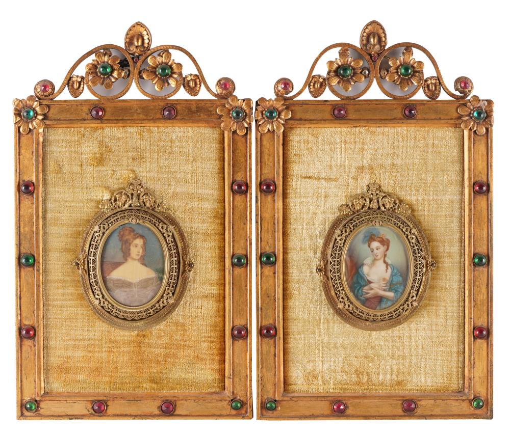 Appraisal: PAIR OF CONTINENTAL PORTRAIT MINIATURESone signed Steiler to right center