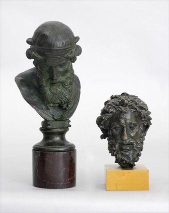 Appraisal: BRONZE HEAD OF A PHILOSOPHER AFTER THE ANTIQUE AND A