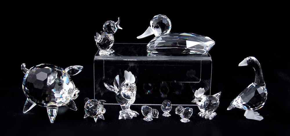 Appraisal: SWAROVSKI CRYSTAL FIGURES piece lot to include Large DUCK M