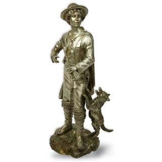 Appraisal: Modern European Style Silver Color Bronze Sculpture Depicts a young